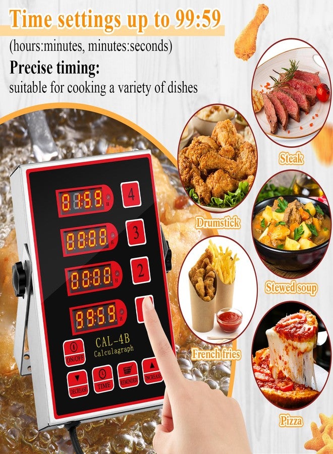 Relaxweex 1 Pack 4-Channel Digital Kitchen Timer, Commercial Cooking Timer with Loud Alarm, Large LCD Display, for Restaurants, Baking, Labs, Multiple Independent Countdown Timers - Image 2